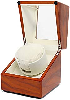 Jolitac Wooden Watch Winder for Single Automatic Watches, with Quiet Motors Automatic Watch Winders, Battery Powered or AC Adapter