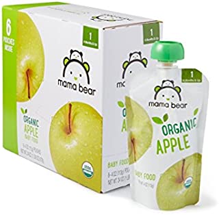 Amazon Brand - Mama Bear Organic Baby Food, Stage 1, Apple, 4 Ounce Pouch (Pack of 12)