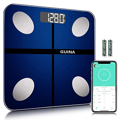 Body Fat Scale Bluetooth Digital, Bathroom Scale with BMI, Weight Scale with Body Fat Scale with 4 Hight Precision Sensors, 8MM Shatter-Resistant Tempered Glass and APP (Blue2)