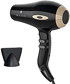 Wazor 1875W Professional Negative Ionic Hair Dryer,AC Motor Low Noise Blow Dryer With Concentrator 2 Speeds 3 Heat Settings Cool Shut Button Light Weight