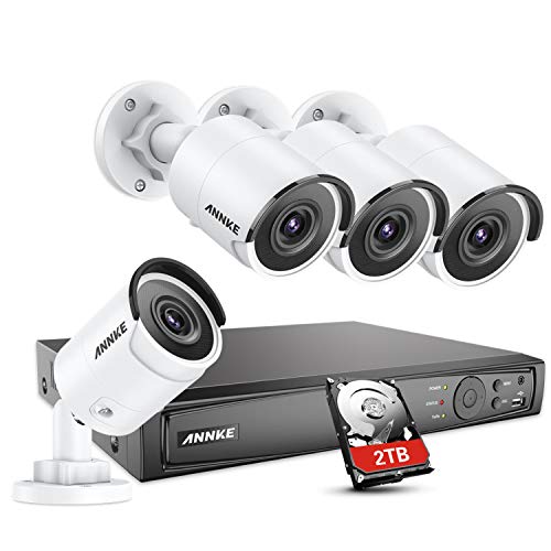 ANNKE H800 4K PoE Security Camera System, 8CH PoE NVR and 4pcs Ultra HD 8MP Outdoor Wired IP Cameras 2TB HDD, Dual Night Vision Resistant to Extreme Weather, Easy Remote Access and Motion Detect