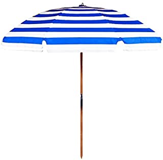 7.5 ft. Steel Commercial Grade Heavy Duty Beach Umbrella with Ash Wood Pole & Acrylic Fabric