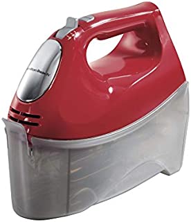 Hamilton Beach 6-Speed Electric Hand Mixer, Beaters and Whisk, with Snap-On Storage Case, Red