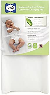 Sealy Baby Soybean Comfort 3-Sided Contoured Diaper Changing Pad for Dresser or Changing Table, White, 32 x 16