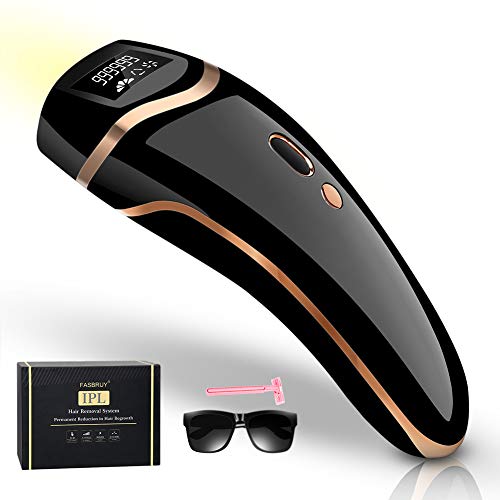 Fasbruy IPL Hair Removal Permanent Painless Laser Hair Remover Device for Women and Man Upgrade to 999,999 Flashes for Facial Legs, Arms, Armpits, Body, At-Home Use (Black)