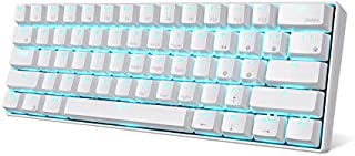 RK ROYAL KLUDGE RK61 Wireless 60% Mechanical Gaming Keyboard, Ultra-Compact Bluetooth Keyboard with Tactile Brown Switch, Compatible for Multi-Device Connection, White