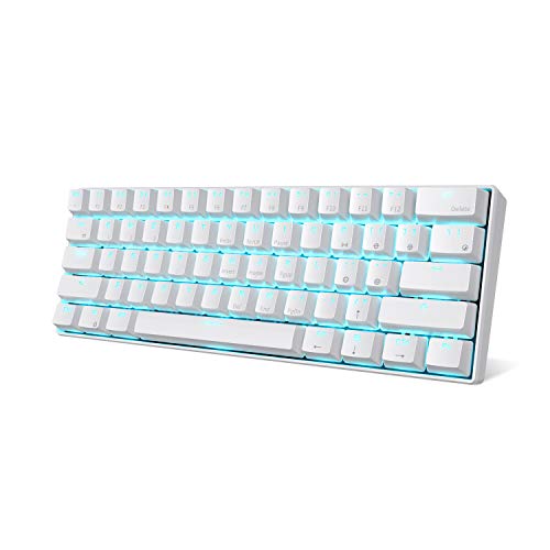 RK ROYAL KLUDGE RK61 Wireless 60% Mechanical Gaming Keyboard, Ultra-Compact Bluetooth Keyboard with Tactile Brown Switch, Compatible for Multi-Device Connection, White