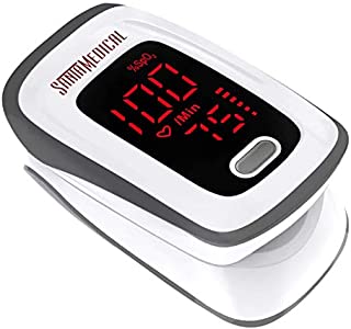 Fingertip Pulse Oximeter, Blood Oxygen Saturation Monitor (SpO2) with Pulse Rate Measurements and Pulse Bar Graph, Portable Digital Reading LED Display, Batteries and Carry Case Included