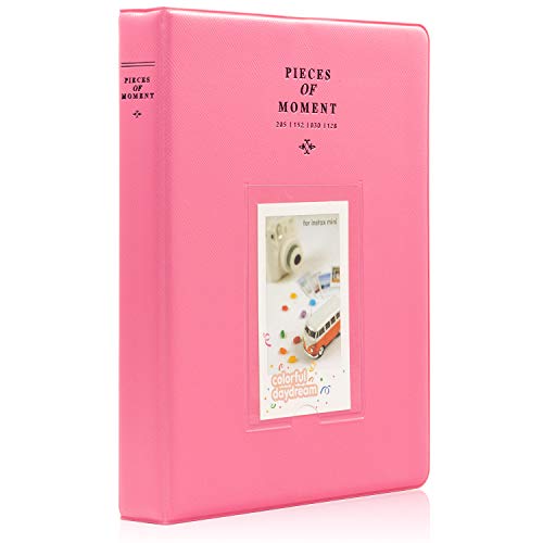 Ablus 128 Pockets Mini Photo Album for Fujifilm Instax Mini 7s 8 8+ 9 25 26 50s 70 90 Instant Camera & Name Card (Flamingo Pink)