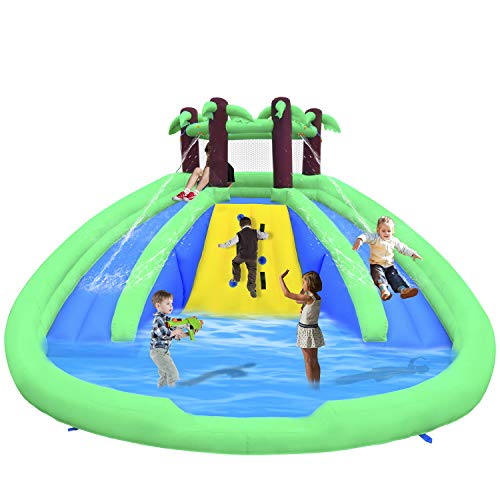 OTTARO Inflatable Bounce House Castle with Double Slide, Inflatable Water Slides with Climbing Wall, Water Gun & Splashing Pool, Including Oxford Carry Bag, Repairing Kit