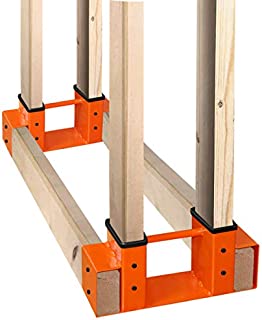 SnugNiture Firewood Log Storage Rack Bracket Kit with Screws, Fireplace Wood Storage Holder. Powder Coated Heavy Duty Steel and Adjustable to Any Length for Fitting Indoor/Outdoor, Orange