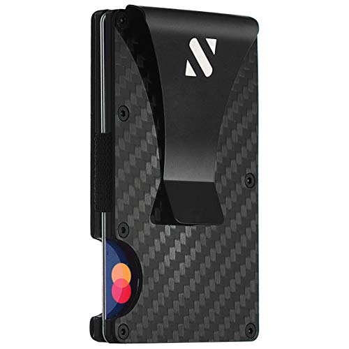 Carbon Fiber Money Clip Wallet - Aluminum Credit Card Wallet RFID - Mens Minimalist Slim Credit Card Holder - 2020 Upgraded Version