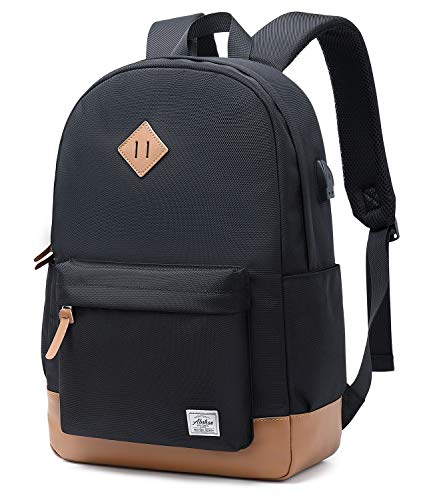 Abshoo Classical Basic Womens Travel Backpack For College Men Water Resistant Laptop School Bookbag (USB Black)