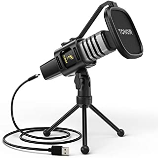 USB Microphone, TONOR Condenser Computer PC Mic with Tripod Stand, Pop Filter, Shock Mount for Gaming, Streaming, Podcasting, YouTube, Voice Over, Skype, Twitch, Compatible with Laptop Desktop, TC30