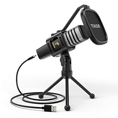 USB Microphone, TONOR Condenser Computer PC Mic with Tripod Stand, Pop Filter, Shock Mount for Gaming, Streaming, Podcasting, YouTube, Voice Over, Skype, Twitch, Compatible with Laptop Desktop, TC30