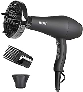 Professional Ionic Hair Dryer with Diffuser for Curly Hair,Fast Drying Blow Dryer with Comb,AC Motor Low Noise Hair Blow Dryer with Diffuser & Comb & Concentrator