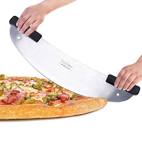BOLEX 20'' High Carbon Stainless Steel Pizza Rocker Knife With Non-slip Handle, Rocker Pizza Knife for Commercial, Home