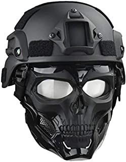 Skull Full Mask and Tactical MICH 2000 Style ACH Helmet Combined for Airsoft Paintball CS Game (Mich +Mask)