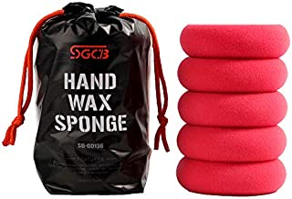 SGCB Foam Wax Applicator Pads for Car, Edgeless 3.7 Diameter Hand Polishing Pads Sponge Kit Round Shape Smooth Pads Detailing Buffing Pads for Waxing Polishing Paint Ceramic Glass Clean, Pack of 5