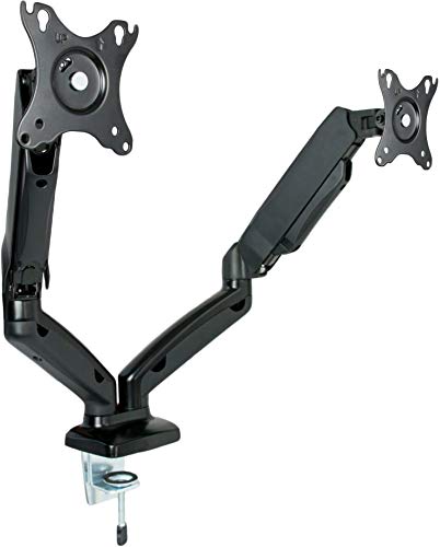 VIVO Dual Arm Monitor Desk Mount Height Adjustable, Tilt, Swivel, Counterbalance Pneumatic Stand, VESA Bracket Arm Fits Most Screens up to 27 inches STAND-V002O