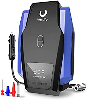 VacLife Portable Air Compressor for Car Tires, DC 12V Air Compressor Tire Inflator, Tire Pump with LED Light, Digital Air Pump for Car Tires, Bicycle and Other Inflatables, Blue (VL701)