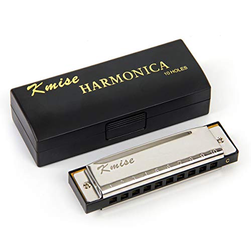 Harmonica French Harp Mouth Organ Phosphor Bronze C Key (10 Tone, Black Inner Case)