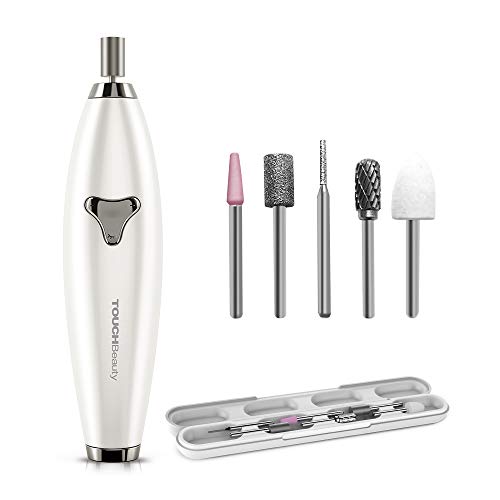 TOUCHBeauty Electric Nail File Drill 6in1 Manicure Pedicure set for Natural Acrylic Nails Tungsten Steel Bits for Gel Nails Remover, ±360° Dual-ways Rotation Rechargeable Travel Set 1733