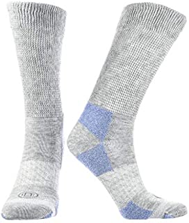 Doctor's Choice Diabetic Crew Socks, Women's, Non-Binding, Half-Cushioned, Antimicrobial, Seamless Toe, 2 Pairs, Grey, Medium (Womens Shoe Size: 6-10)