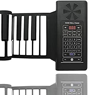 KikerTech Roll Up Piano Keyboard with Built-In Speaker | Premium Silicone | MIDI AUX USB | Connecting Pedal and Bluetooth (88 Keys)