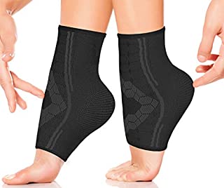 Ankle Compression Socks by SPARTHOS (Pair)  Plantar Fasciitis Ankle Brace with Arch Support  for Men and Women  Foot Sleeves  for Sports, Running, Basketball, Football and Everyday Wear (Black-L)