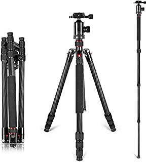 Neewer Carbon Fiber 66 inches/168 centimeters Camera Tripod Monopod with 360 Degree Ball Head,1/4 inch Quick Shoe Plate,Bag for DSLR Camera,Video Camcorder,Load up to 26.5 pounds/12 kilograms