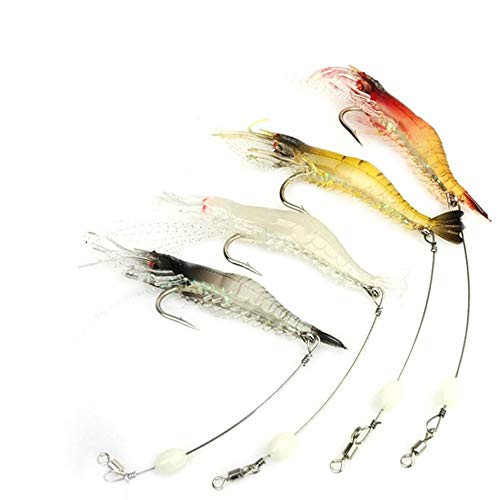 nawaish Artificial Silicone Soft Bait Set, Luminous Shrimp Fishing Lure with Hook Fishing Tackle, Freshwater/Saltwater (20 Pcs)