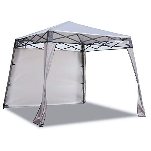 EzyFast Elegant Pop Up Beach Shelter, Compact Instant Canopy Tent, Patented Portable Sports Cabana, 7.5 x 7.5 ft Base / 6 x 6 ft top for Hiking, Camping, Fishing, Picnic, Family Outings (Khaki)