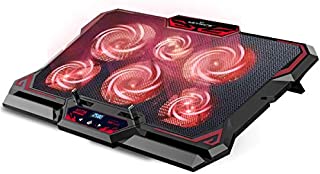 KEYNICE Laptop Cooling, 12-17 inch Laptop Cooling Pad, Laptop Cooler with 6 Quiet Fans, Dual USB Port, 5 Wind Speed Adjustable, Red LED Light, Gaming Cooling Fan for Laptop, Portable Notebook Cooler