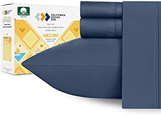 Cooling Sheets 400 Thread Count - 100% Long Staple Combed Cotton, Soft and Silky Sateen Weave for Best Comfort, Indigo Navy Blue Queen Size 4 Piece Bed Sheet Set