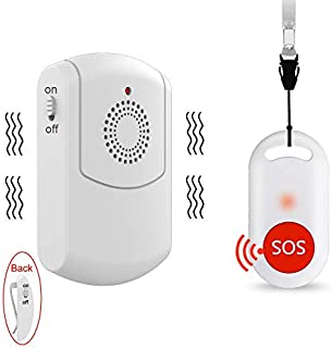 Wireless Caregiver Pager Nurse Alert System Smart Call Button for Home/Elderly/Patient Vibration Pager (Include Belt Clip) with 52 Melodies, 1 Portable Receiver+1 Emergency Transmitter