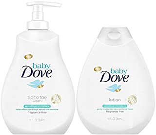 Baby Dove Sensitive Moisture Bundle: Tip to Toe Wash and Lotion, 13 Ounce Each