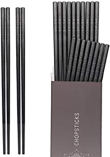 Hiware 10-Pairs Fiberglass Chopsticks - Reusable Chopsticks Dishwasher Safe, 9 1/2 Inches - Black