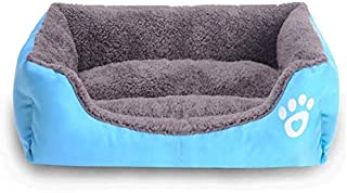 ADPET Dog Pet Cat Warm Calming Bed Soft Sofa Plush Comfy Sleeping Kennel Cave for Small&Medium Dog Blue L