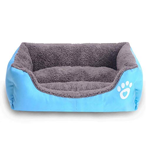 ADPET Dog Pet Cat Warm Calming Bed Soft Sofa Plush Comfy Sleeping Kennel Cave for Small&Medium Dog Blue L