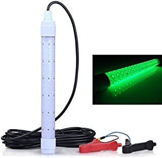 YIDAZN Underwater Fishing Light 12V 15W Super Bright LED, Night Fishing Finder, Fishing Attracting, IP68 Led Underwater Lamp for Sea, Boat, Clip Power Plug 16.5ft Power Cord,Green