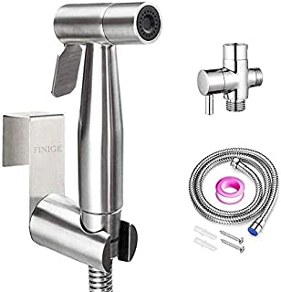 FINIGE Handheld Bidet Sprayer for Toilet Cloth Diaper Sprayer (Two Ways to Mount) Portable Pet Shower Toilet Water Sprayer Seat Bidet Attachment Bathroom Stainless Steel Spray for Personal Hygiene