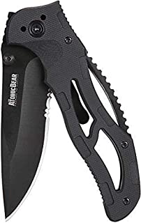 The Atomic Bear Folding Knife with Half Serrated Stainless Steel Blade