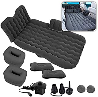 Zone Tech Car Inflatable Air Mattress Back Seat  Pump Kit Premium Quality- Vacation Camping-Sleep Blow Up Pad Car Bed Back Seat Inflatable Air Mattress with 2 Air Pillows Car SUV Universal Fit