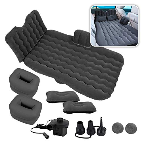 Zone Tech Car Inflatable Air Mattress Back Seat  Pump Kit Premium Quality- Vacation Camping-Sleep Blow Up Pad Car Bed Back Seat Inflatable Air Mattress with 2 Air Pillows Car SUV Universal Fit
