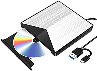 External Blu Ray CD DVD Drive 3D, USB 3.0 and Type USB C Bluray DVD CD RW Row Burner Player Compatible for MacBook OS Windows 7 8 10 PC