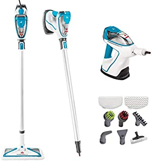 Bissell PowerFresh Slim Hard Wood Floor Steam Cleaner System, Steam Mop, Handheld Steamer and Scrubbing Tools, and Clothing Steamer Tool, 2075A,White