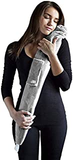 The Body Bottle, The Original & Award Winning Long Hot Water Bottle by YuYu with Revolutionary Strap and Pocket | Fleece Cover, Grey | 75cm Long