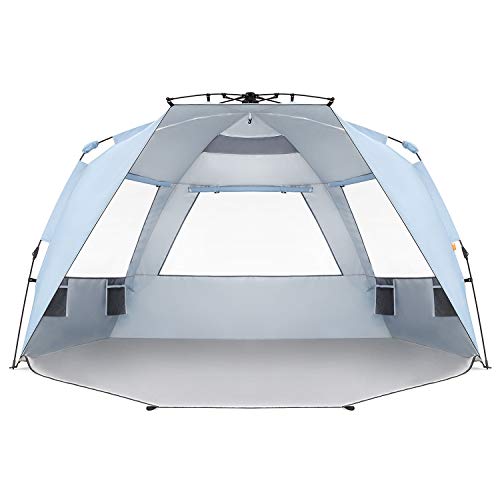 Easthills Outdoors Instant Shader Enhanced Pop Up Beach Tent Instant Sun Shelter with UPF 50+ UV Protection Double Silver Coating for Kids & Family Sky Blue