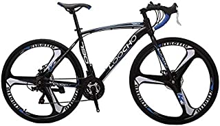 13:57 21 Speed Road Bike 700C Wheels Road Bicycle Dual Disc Brake Bicycles (Black/Blue)